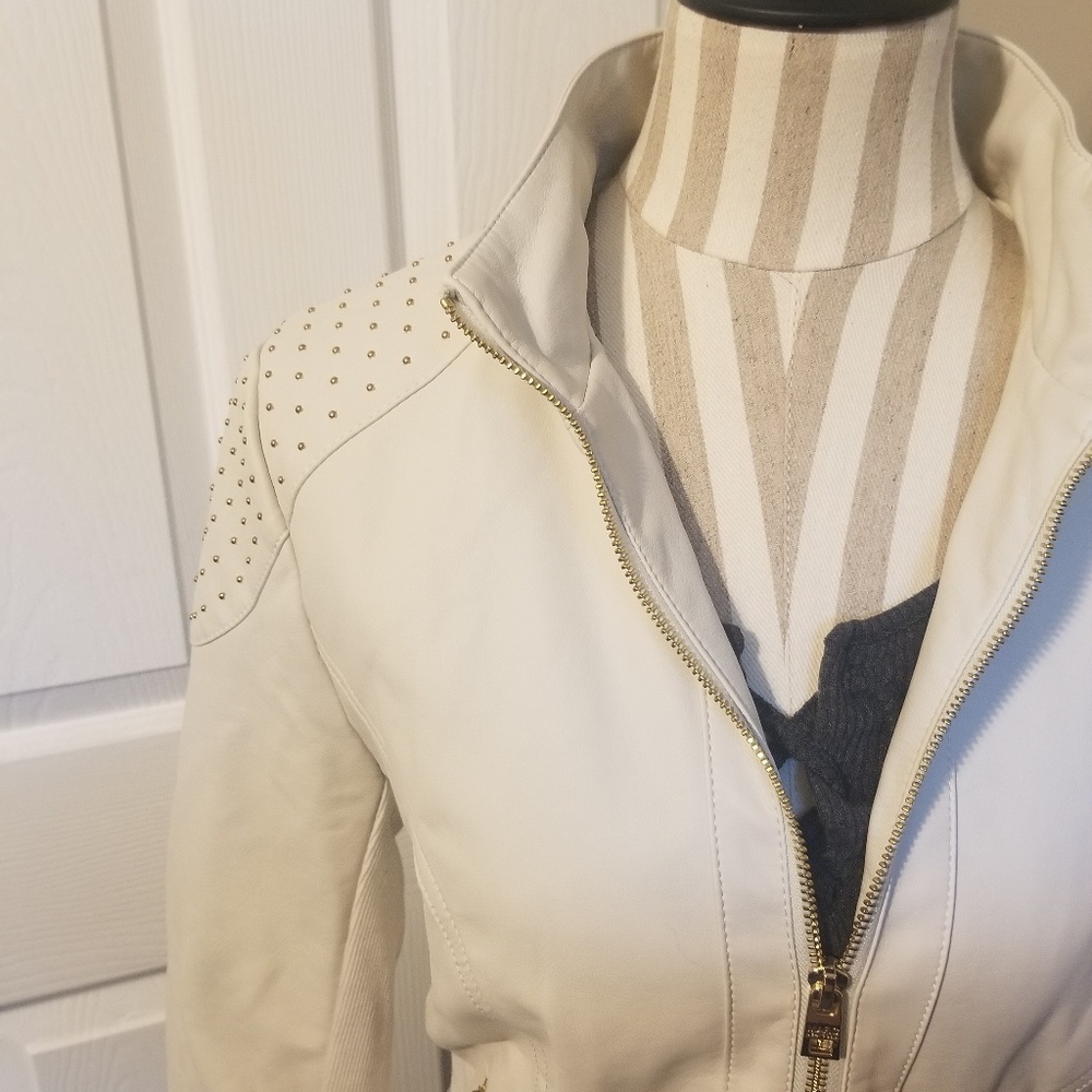 Chic Beige Faux Leather Jacket